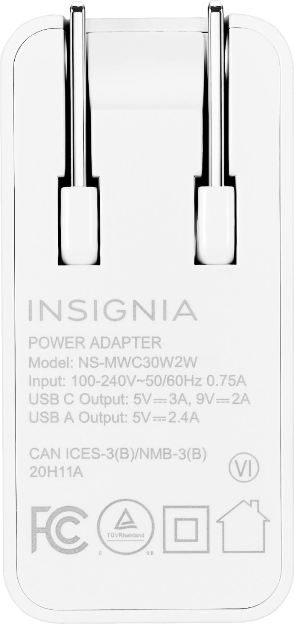 Zoom in on Alt View 14. Insignia™ - 30 W 2-Port USB-C/USB Wall Charger - White.