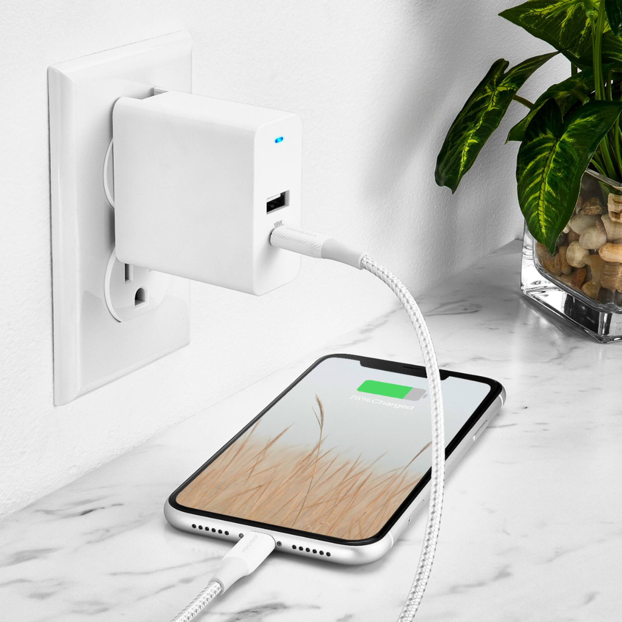 Zoom in on Alt View 17. Insignia™ - 30 W 2-Port USB-C/USB Wall Charger - White.