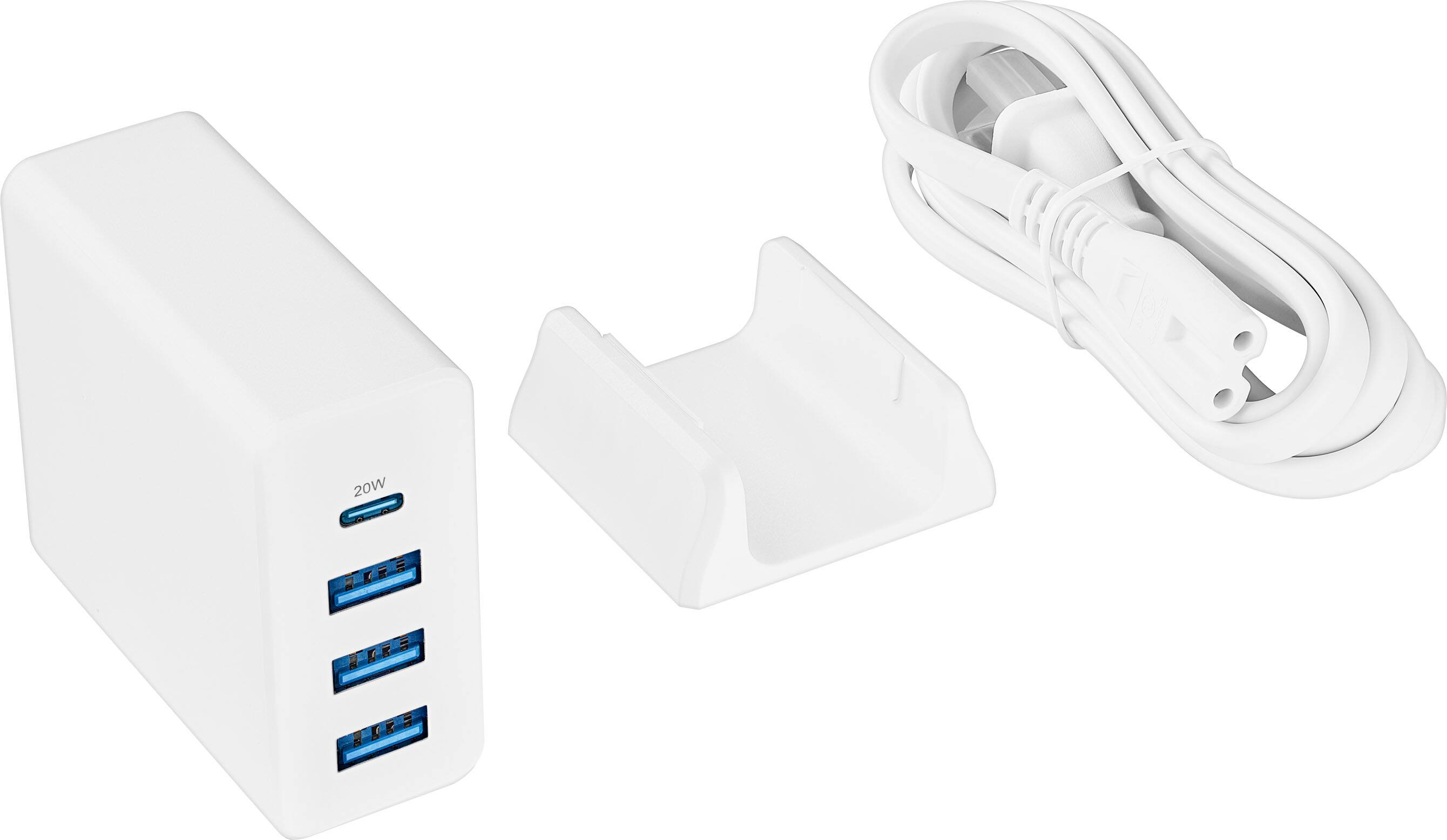 Alt View 11. Insignia™ - 47W 4-Port Wall Charger with 1 USB-C & 3 USB Ports with 4ft Power Cord for iPhone, Samsung Smartphones, Tablets and More - White.