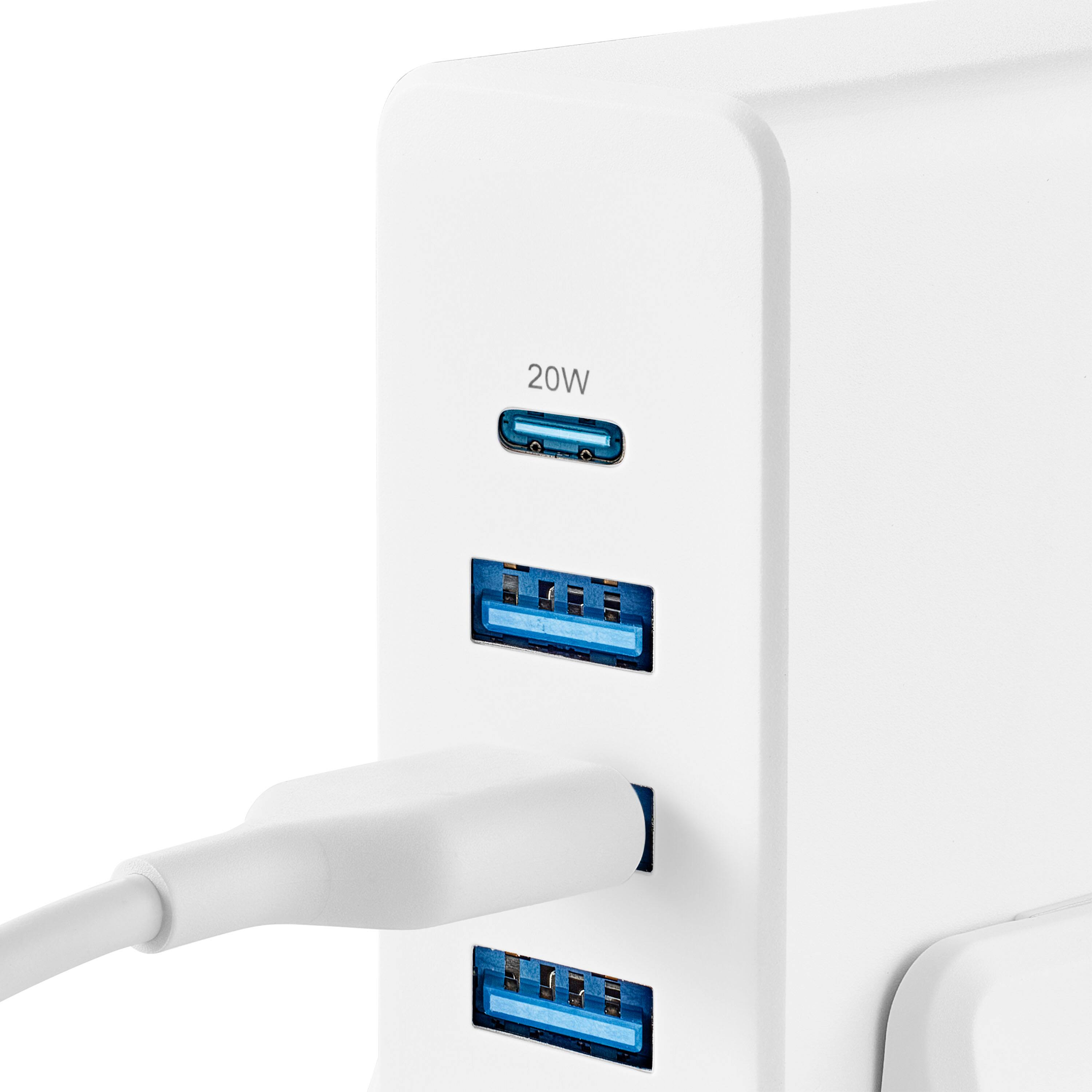 Alt View 17. Insignia™ - 47W 4-Port Wall Charger with 1 USB-C & 3 USB Ports with 4ft Power Cord for iPhone, Samsung Smartphones, Tablets and More - White.