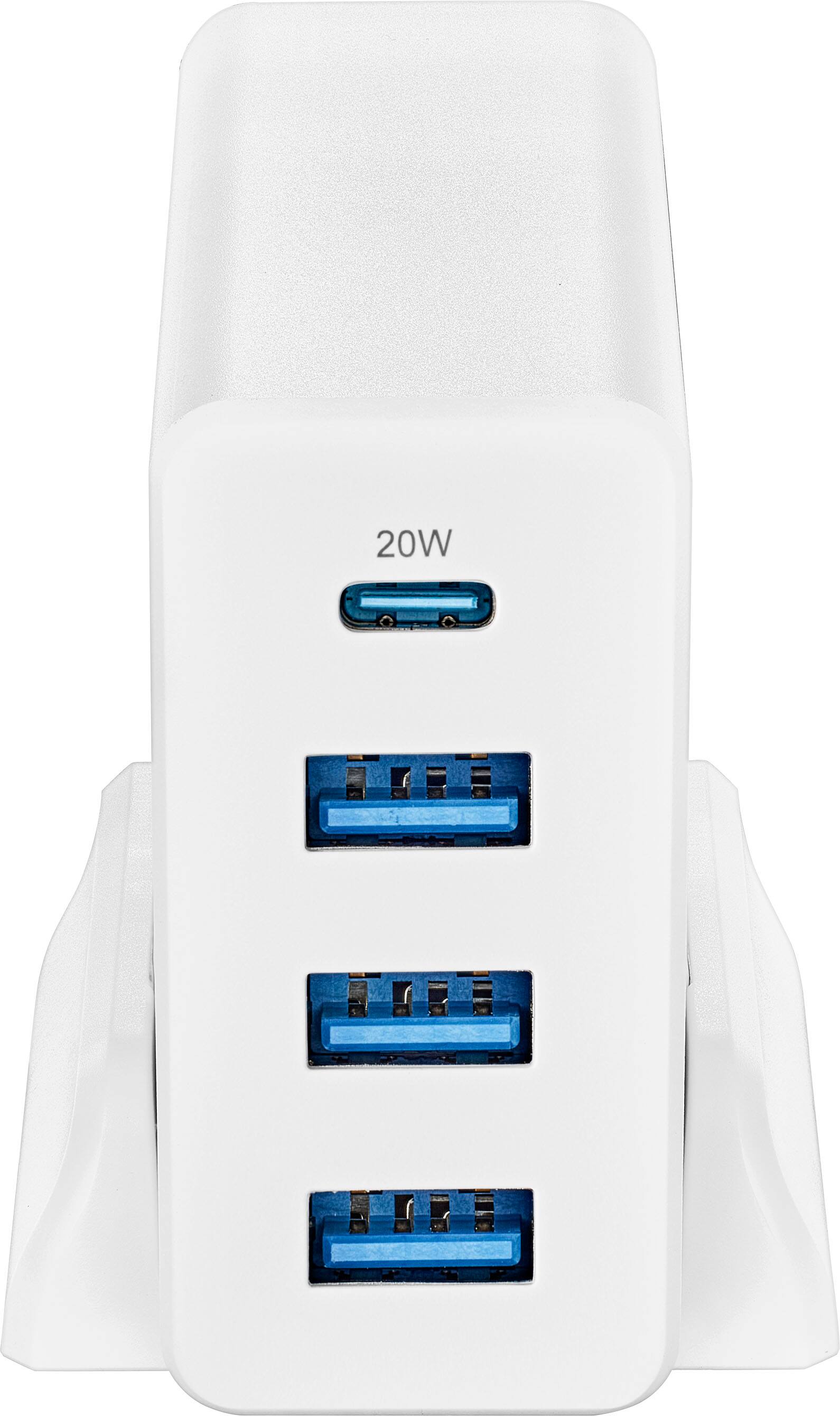 Alt View 18. Insignia™ - 47W 4-Port Wall Charger with 1 USB-C & 3 USB Ports with 4ft Power Cord for iPhone, Samsung Smartphones, Tablets and More - White.