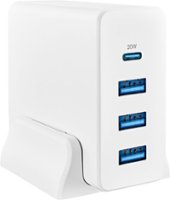 Insignia™ - 47W 4-Port Wall Charger with 1 USB-C & 3 USB Ports with 4ft Power Cord for iPhone, Samsung Smartphones, Tablets and More - White - Front_Zoom