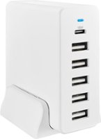 Insignia™ - 58 W 4' Wall Charger with 6 USB/USB-C Ports - White - Front_Zoom