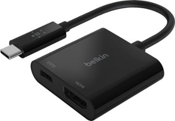 Belkin - USB C to HDMI Adapter + USBC Charging Port,  4K UHD Video, 60W Passthrough Power - Black - Front_Zoom