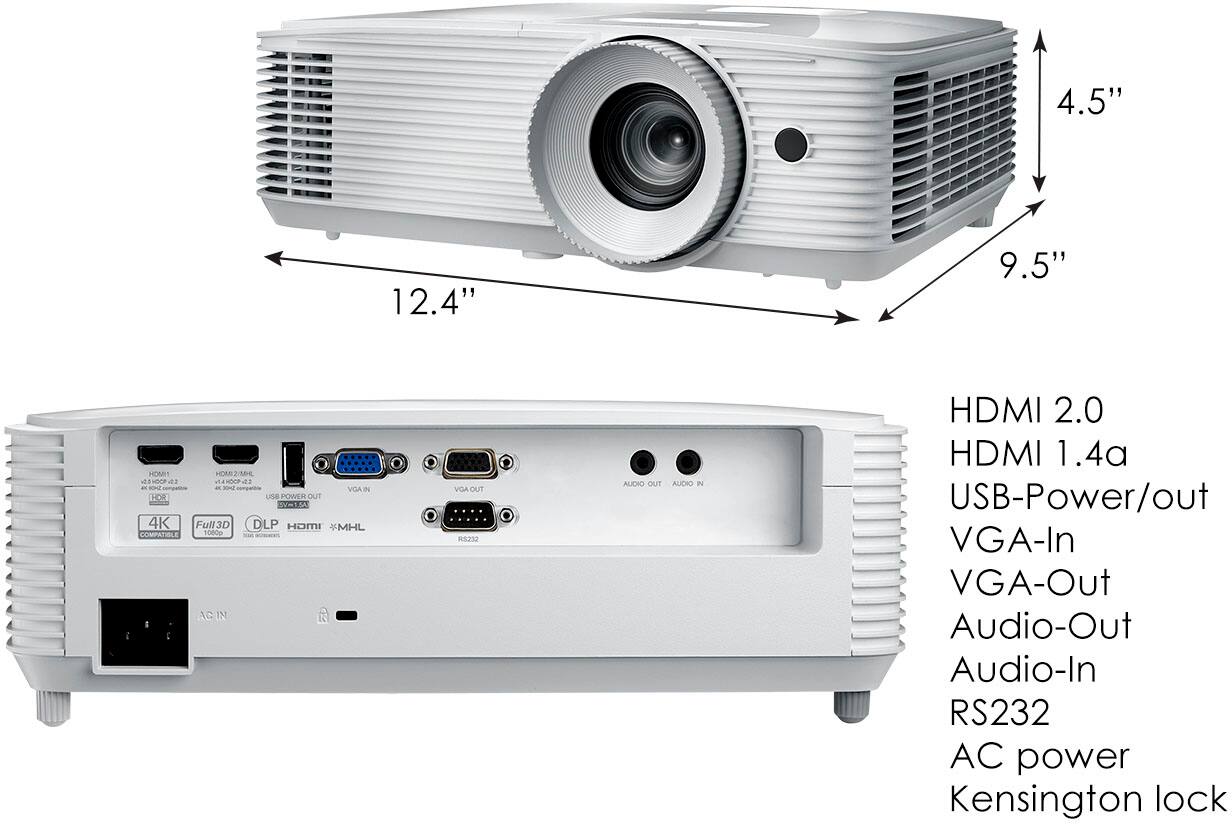 Alt View 14. Optoma - HD39HDR High Brightness HDR Home Theater Projector with 4000 lumens & Fast 8.4ms response time with 120Hz - White.
