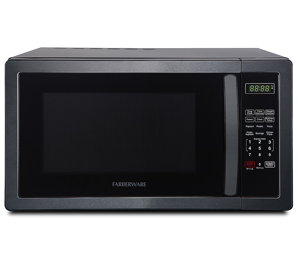 Angle View: Farberware - Classic 1.1 Cu. Ft. Countertop Microwave Oven - Black stainless steel