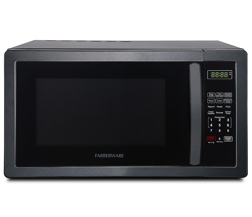 Angle. Farberware - Classic 1.1 Cu. Ft. Countertop Microwave Oven - Black stainless steel.