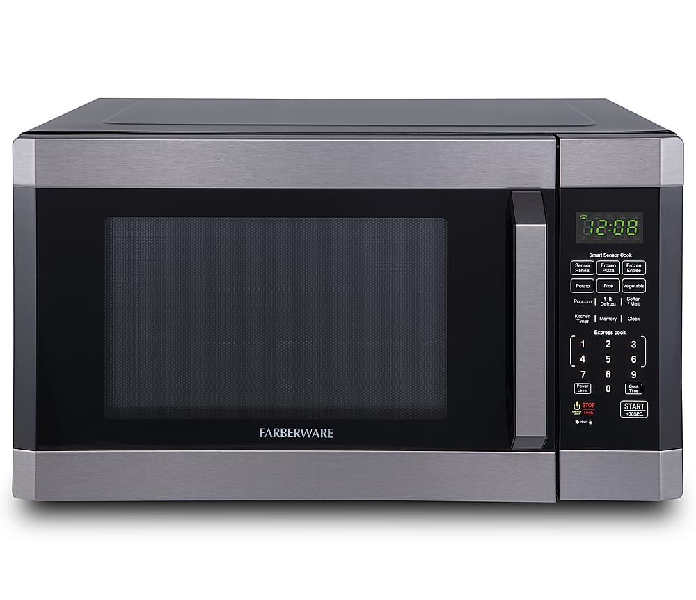 Angle View: Farberware - Black 1.6 Cu. Ft. Countertop Microwave with Sensor Cooking - Black stainless steel