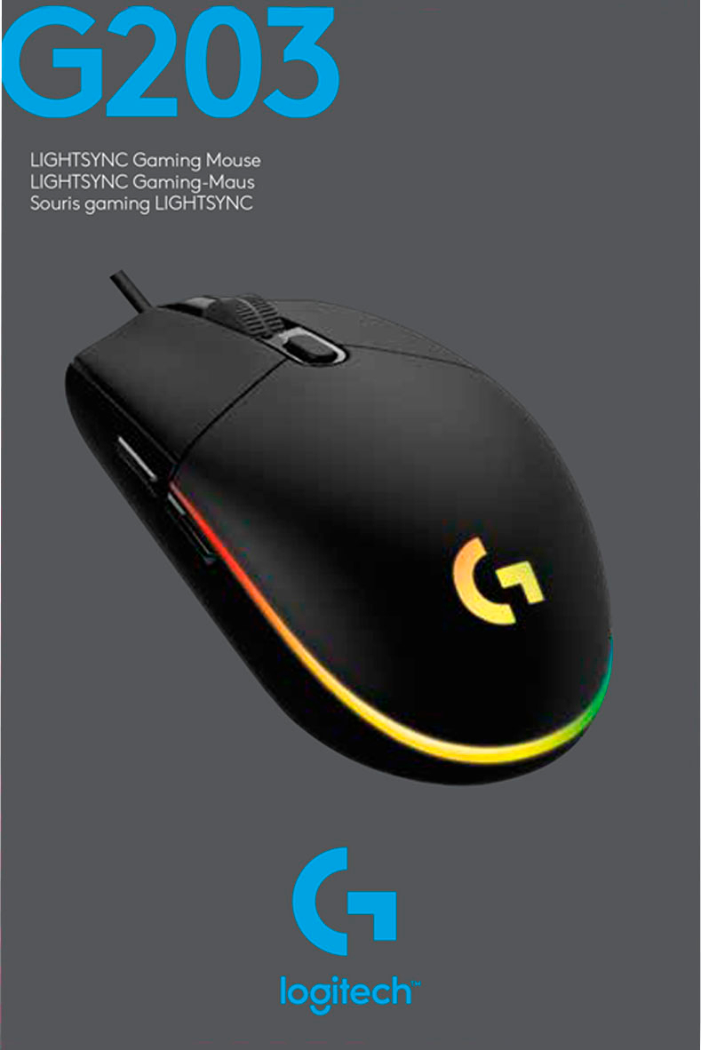 Logitech - G203 LIGHTSYNC Wired Optical Gaming Mouse with 8,000 DPI sensor  - Black