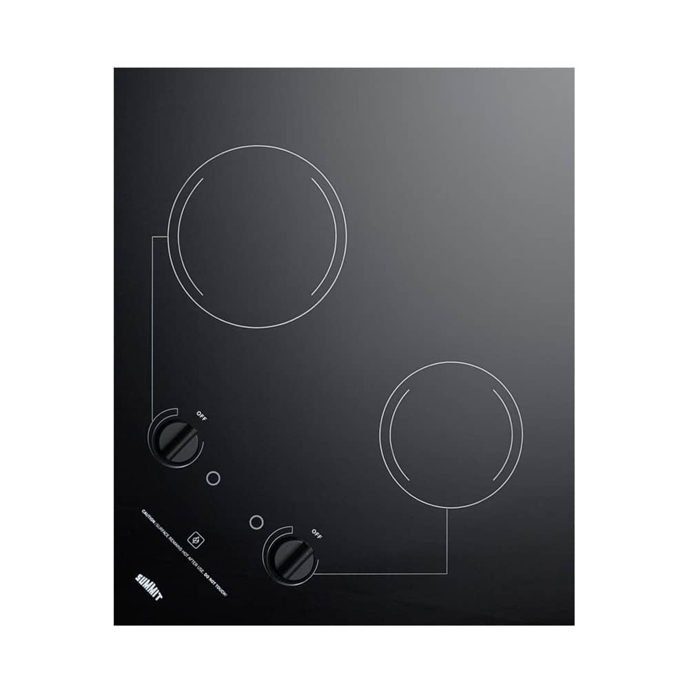 Front. Summit Appliance - 21" Built-In Electric Cooktop with 2 Burners and Residual Heat Indicator - Black.