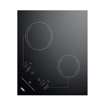 Front. Summit Appliance - 21" Built-In Electric Cooktop with 2 Burners and Residual Heat Indicator - Black.