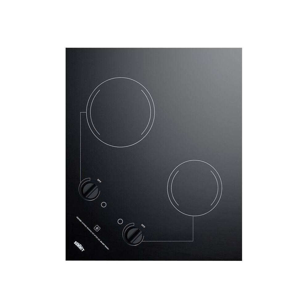 Alt View 12. Summit Appliance - 21" Built-In Electric Cooktop with 2 Burners and Residual Heat Indicator - Black.