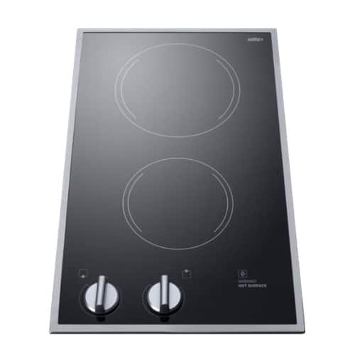 Summit Appliance - 12" Built-In Electric Cooktop with 2 Burners and Residual Heat Indicator - Black - Front_Zoom