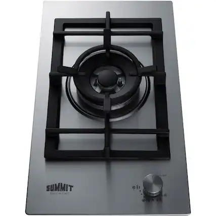 Front. Summit Appliance - 12" Built-In Gas Cooktop with 1 Burner - Stainless Steel.