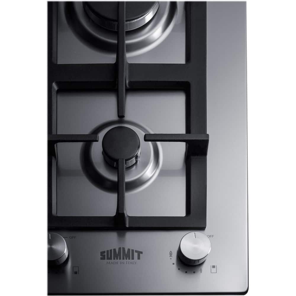 Alt View 11. Summit Appliance - 12" Built-In Gas Cooktop with 2 Burners - Stainless Steel.
