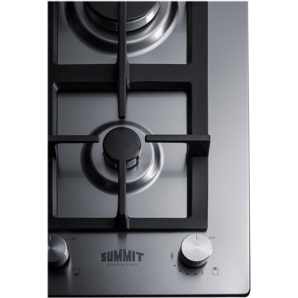 Alt View 11. Summit Appliance - 12" Built-In Gas Cooktop with 2 Burners - Stainless Steel.