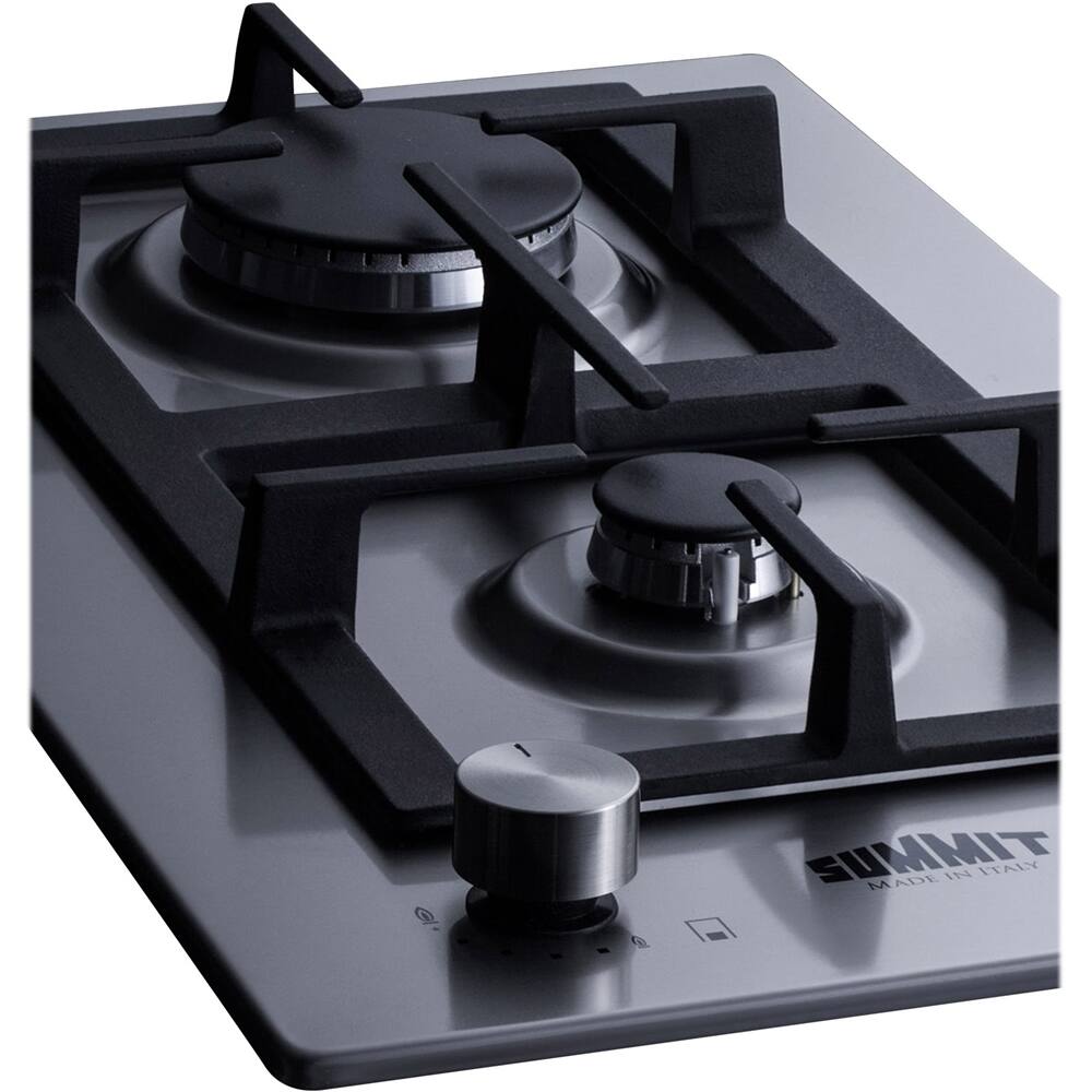 Alt View 12. Summit Appliance - 12" Built-In Gas Cooktop with 2 Burners - Stainless Steel.