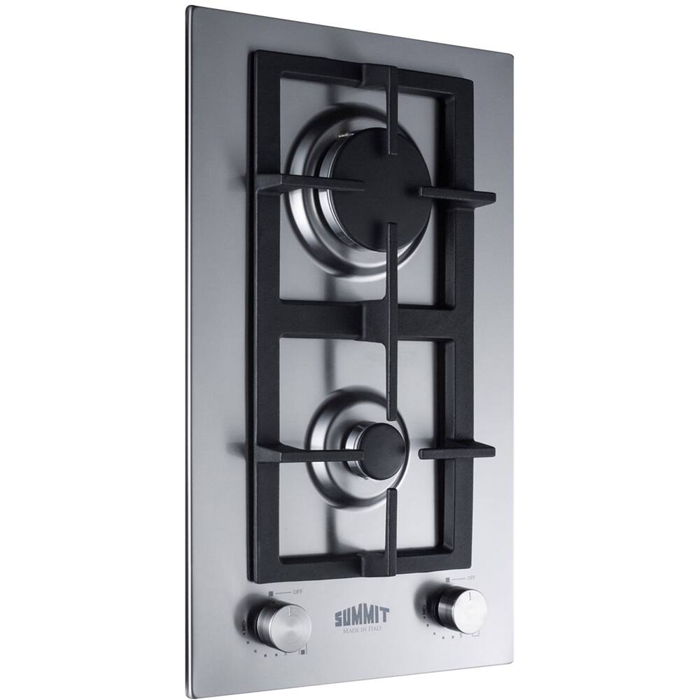 Left. Summit Appliance - 12" Built-In Gas Cooktop with 2 Burners - Stainless steel.