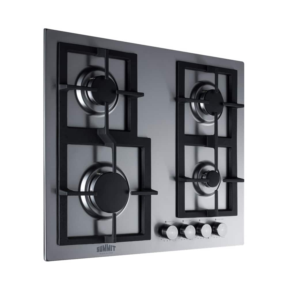 Left View: Summit Appliance - 24" Built-In Gas Cooktop with 4 Burners - Stainless steel