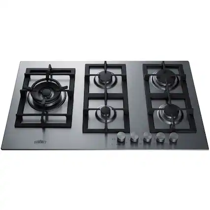 Front. Summit Appliance - 34" Built-In Gas Cooktop with 5 Burners - Stainless Steel.