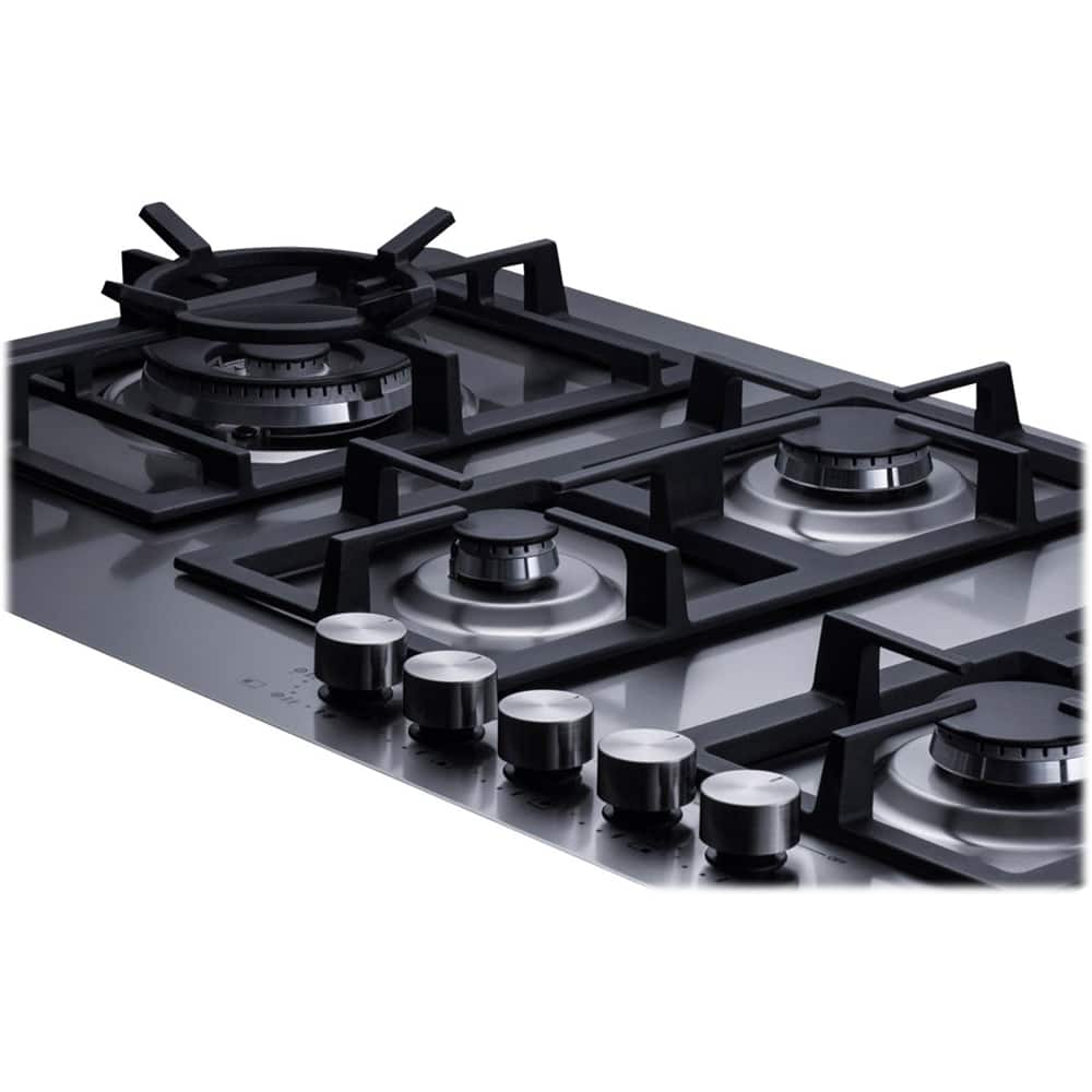 Alt View 11. Summit Appliance - 34" Built-In Gas Cooktop with 5 Burners - Stainless Steel.