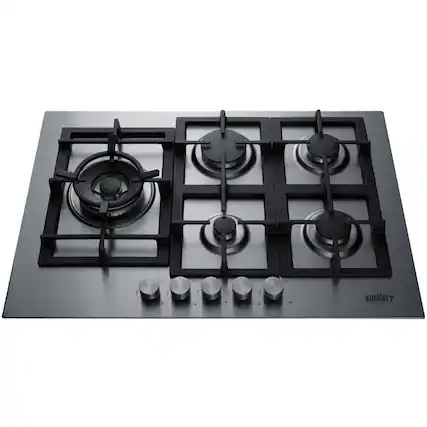 Front. Summit Appliance - 30" Built-In Gas Cooktop with 5 Burners - Stainless Steel.