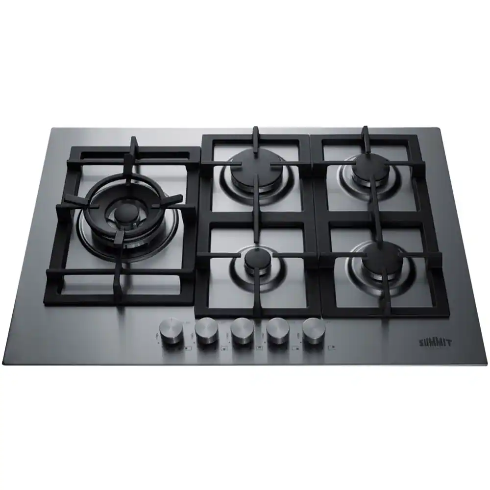 Front. Summit Appliance - 30" Built-In Gas Cooktop with 5 Burners - Stainless Steel.