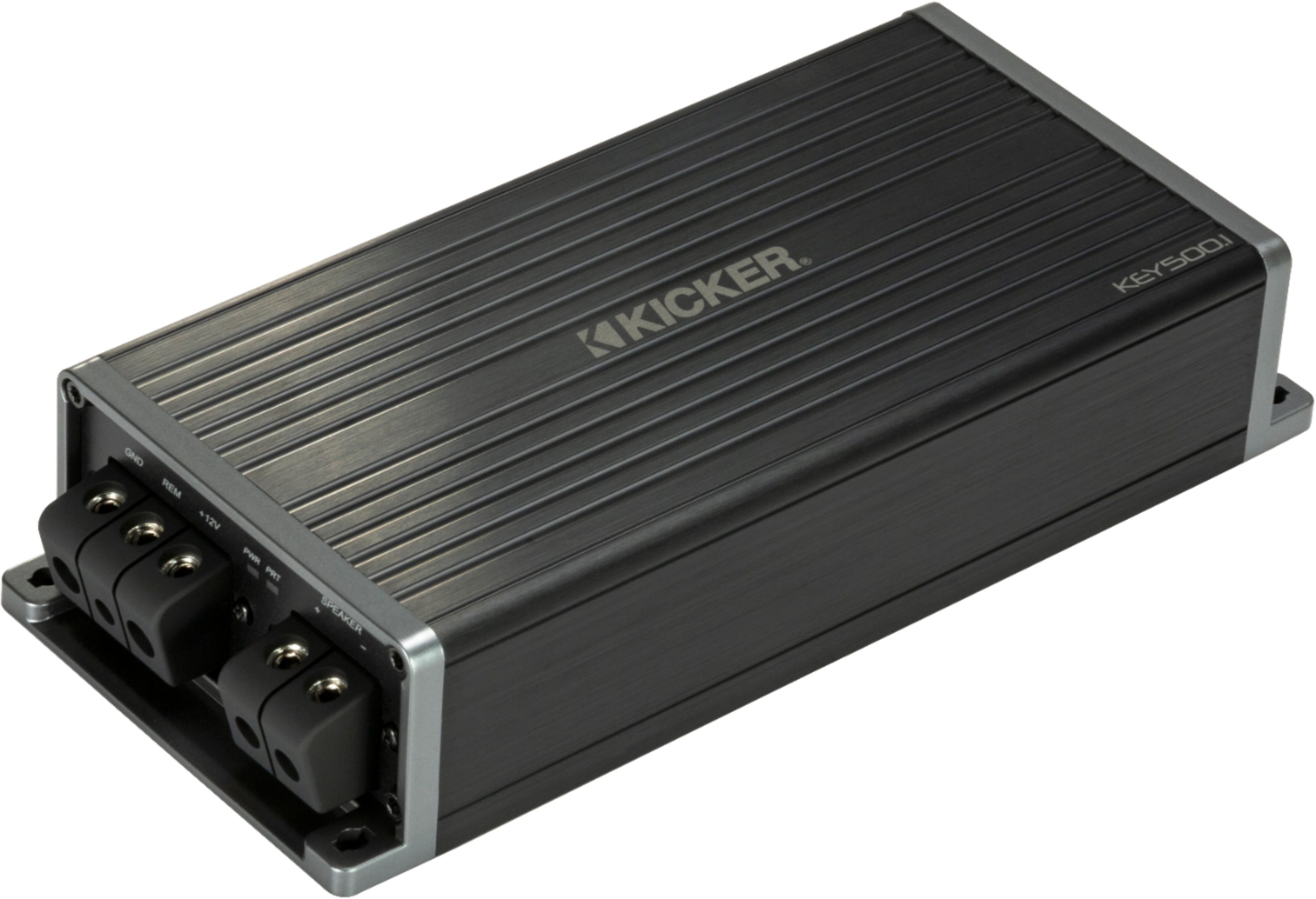 Angle View: KICKER Smart Mono Subwoofer Amplifier Bass Revealer and Processor, Black