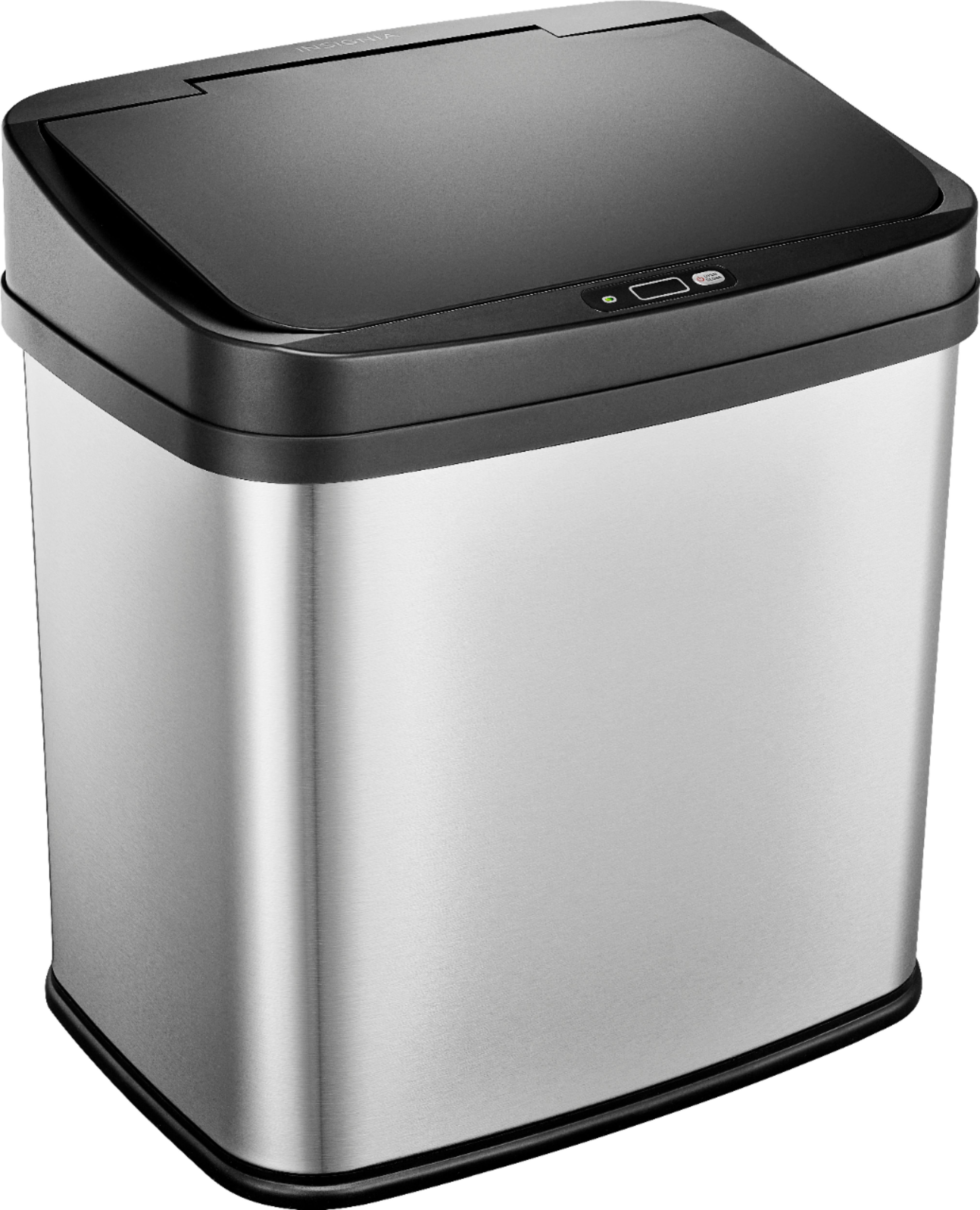 Left View: Insignia™ - 8 Gal. Automatic Trash Can - Stainless steel