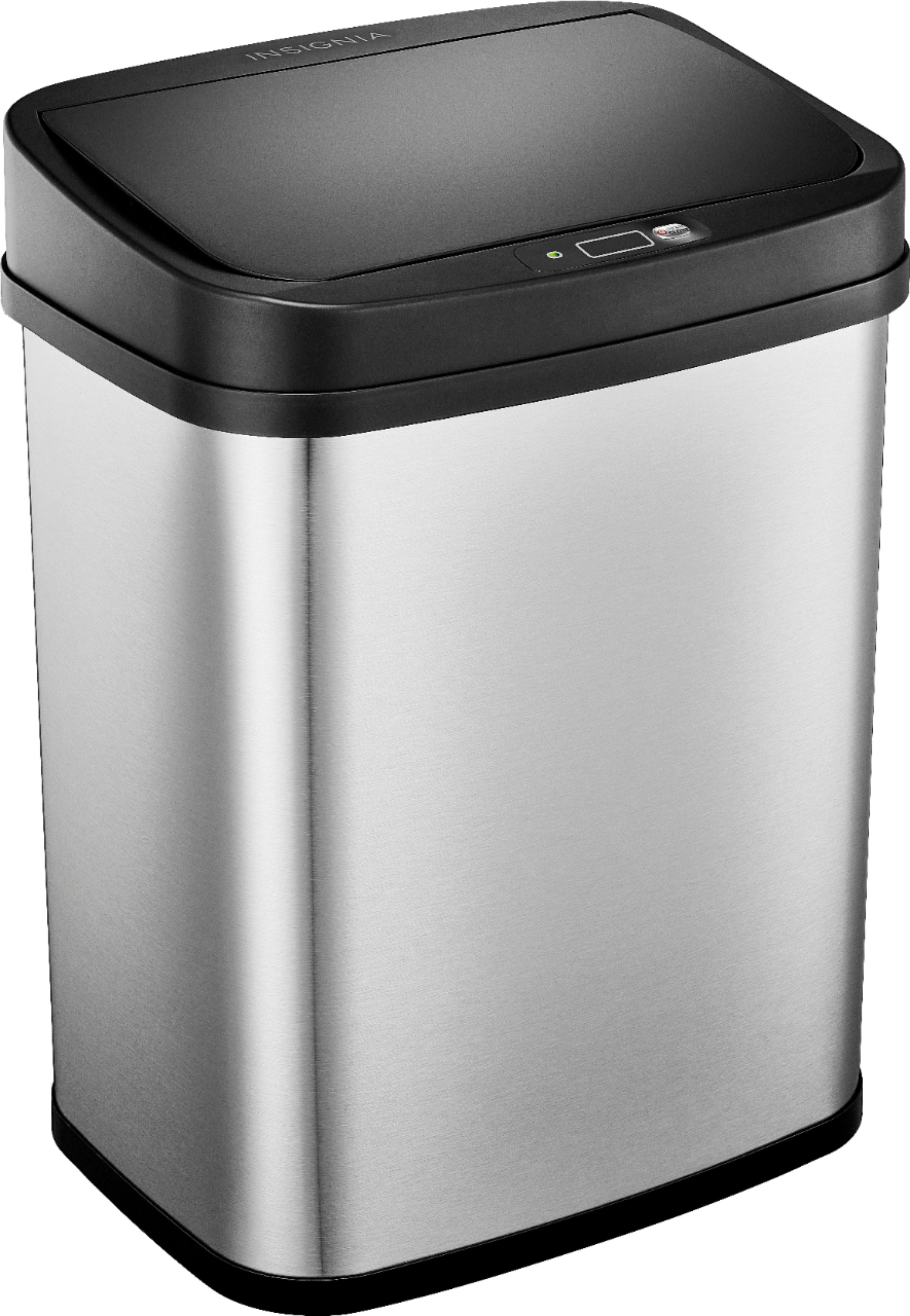 Left. Insignia™ - 3 Gal. Automatic Trash Can - Stainless steel.