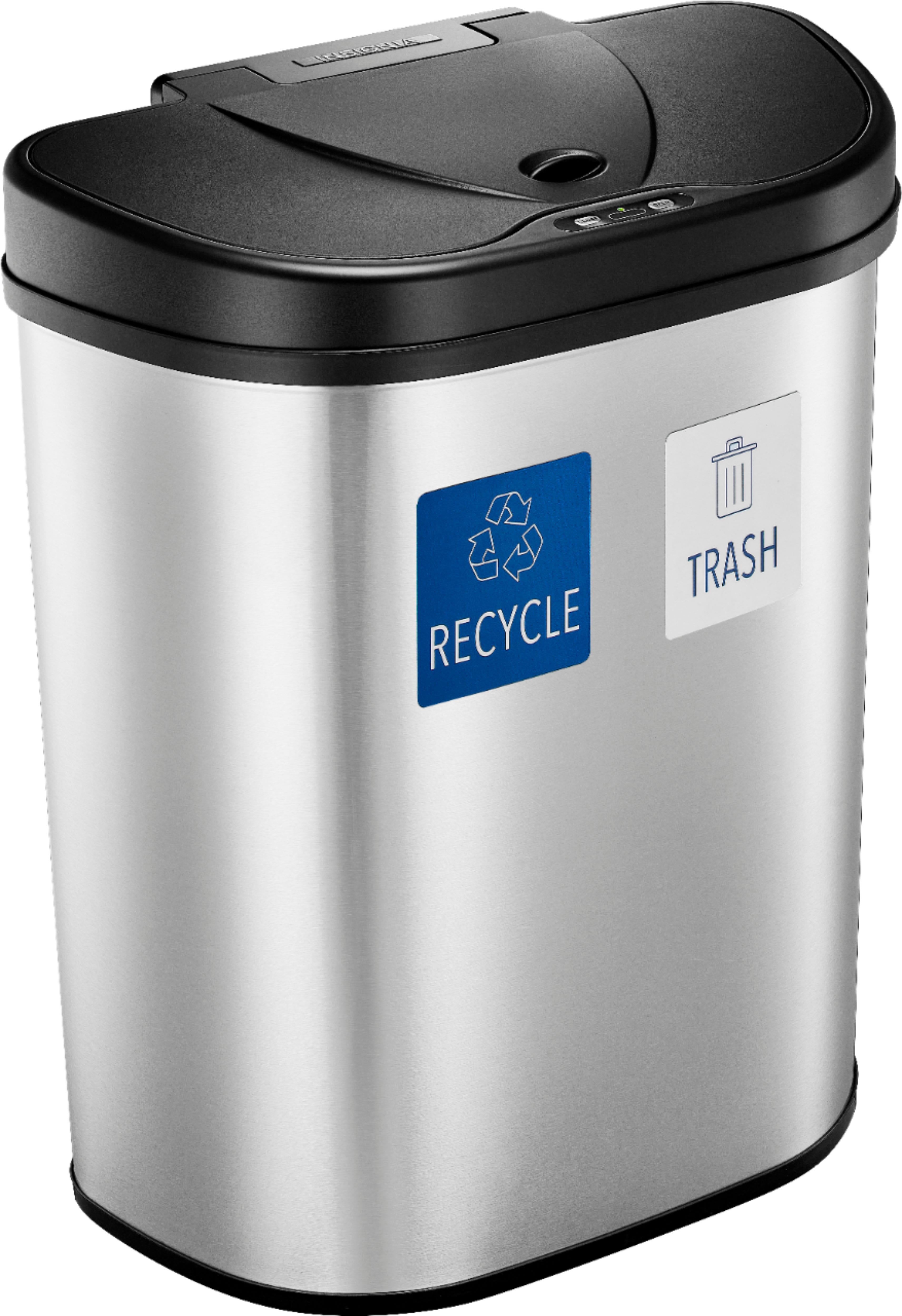 Alt View 12. Insignia™ - 18 Gal. Automatic Trash Can with Recycle and Waste Divider - Stainless steel.