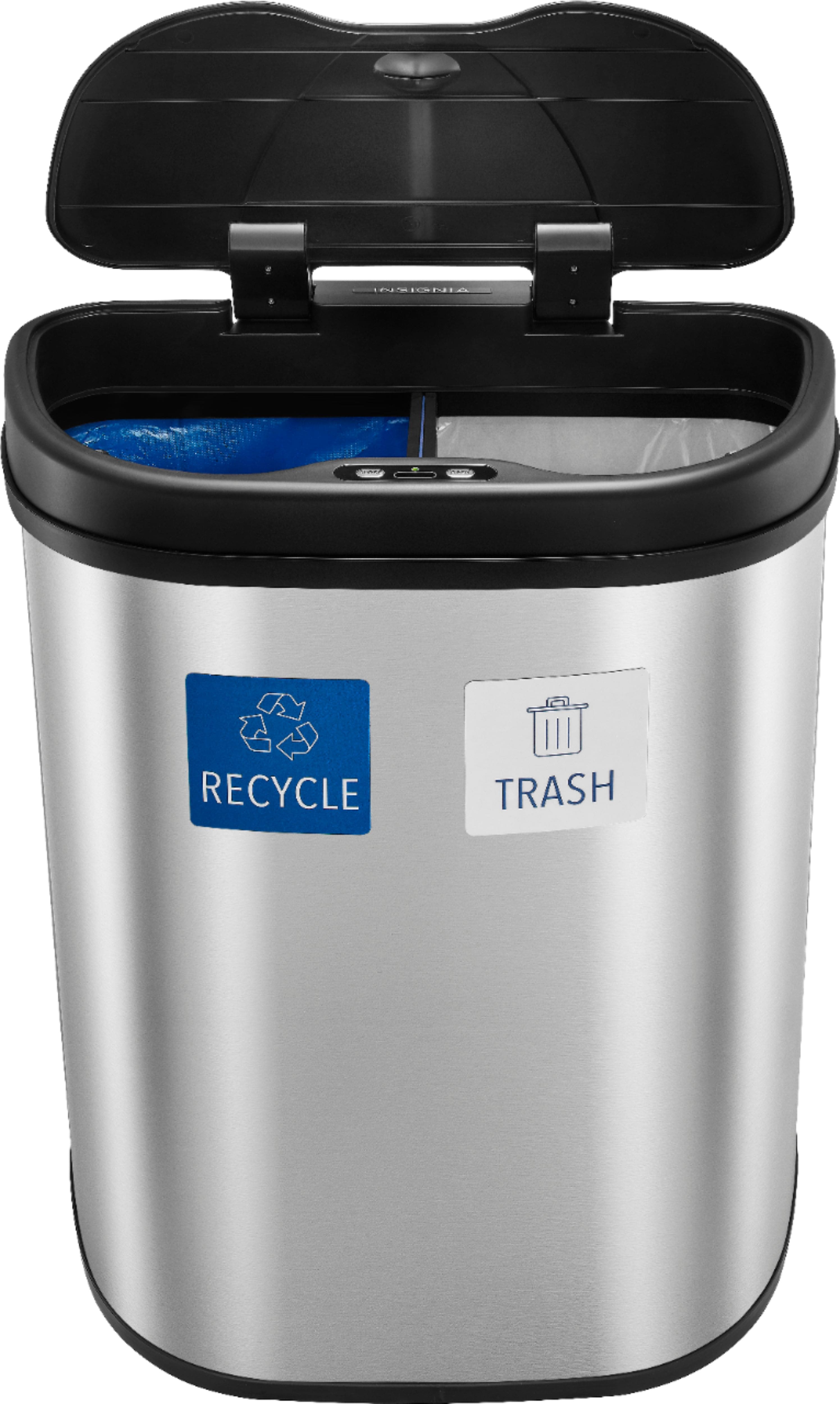 Alt View 14. Insignia™ - 18 Gal. Automatic Trash Can with Recycle and Waste Divider - Stainless steel.