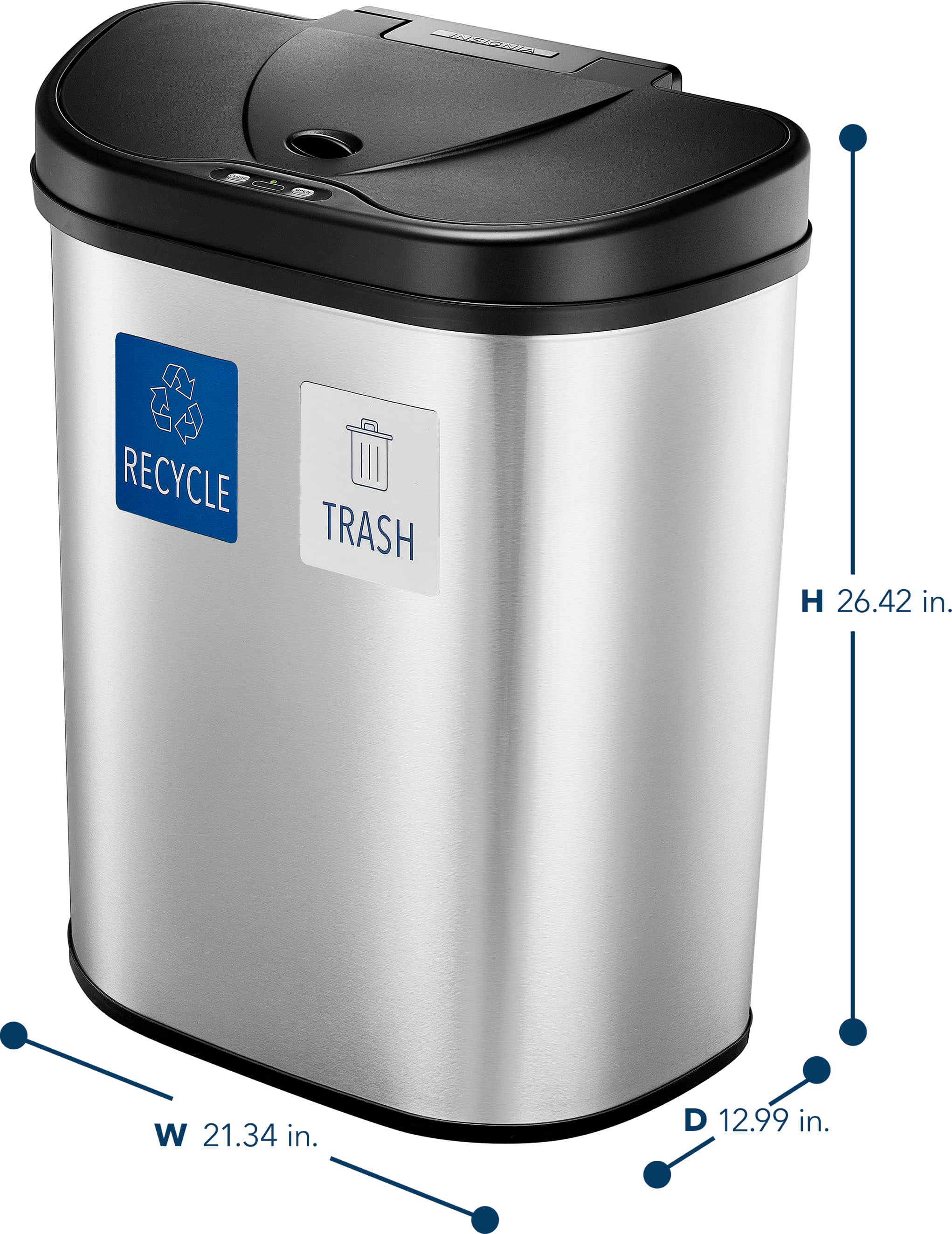Alt View 18. Insignia™ - 18 Gal. Automatic Trash Can with Recycle and Waste Divider - Stainless steel.