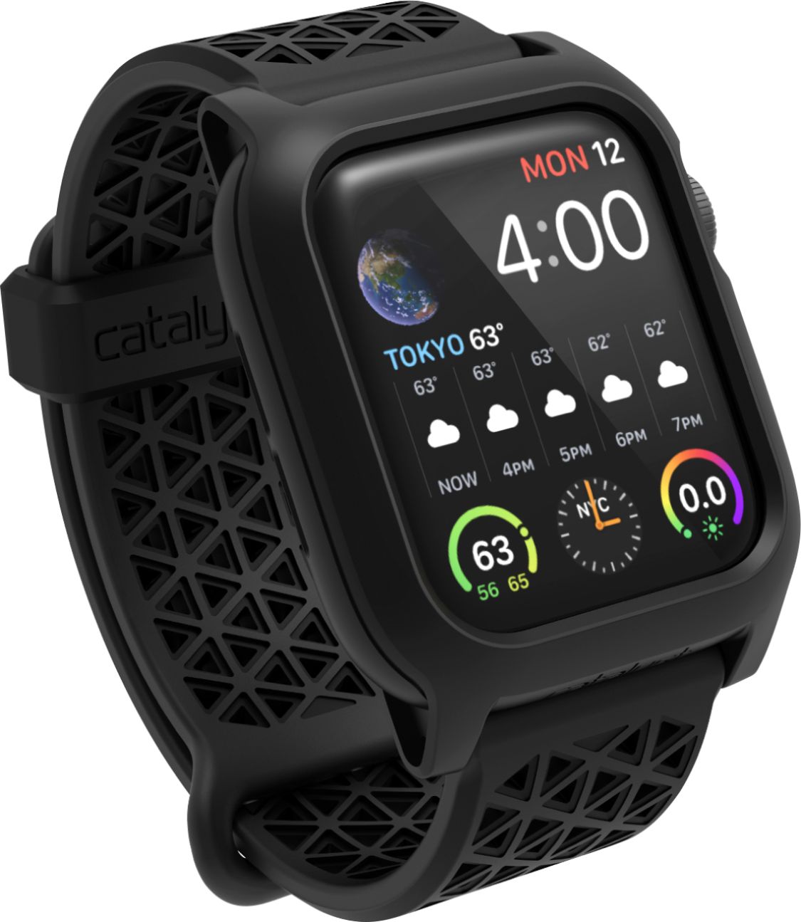 Angle View: Catalyst - Band and Protective Case for Apple Watch® 40mm - Stealth Black