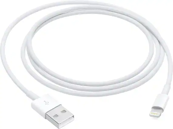 Front. Apple - 3.3 Foot Lightning to USB Cable - White.
