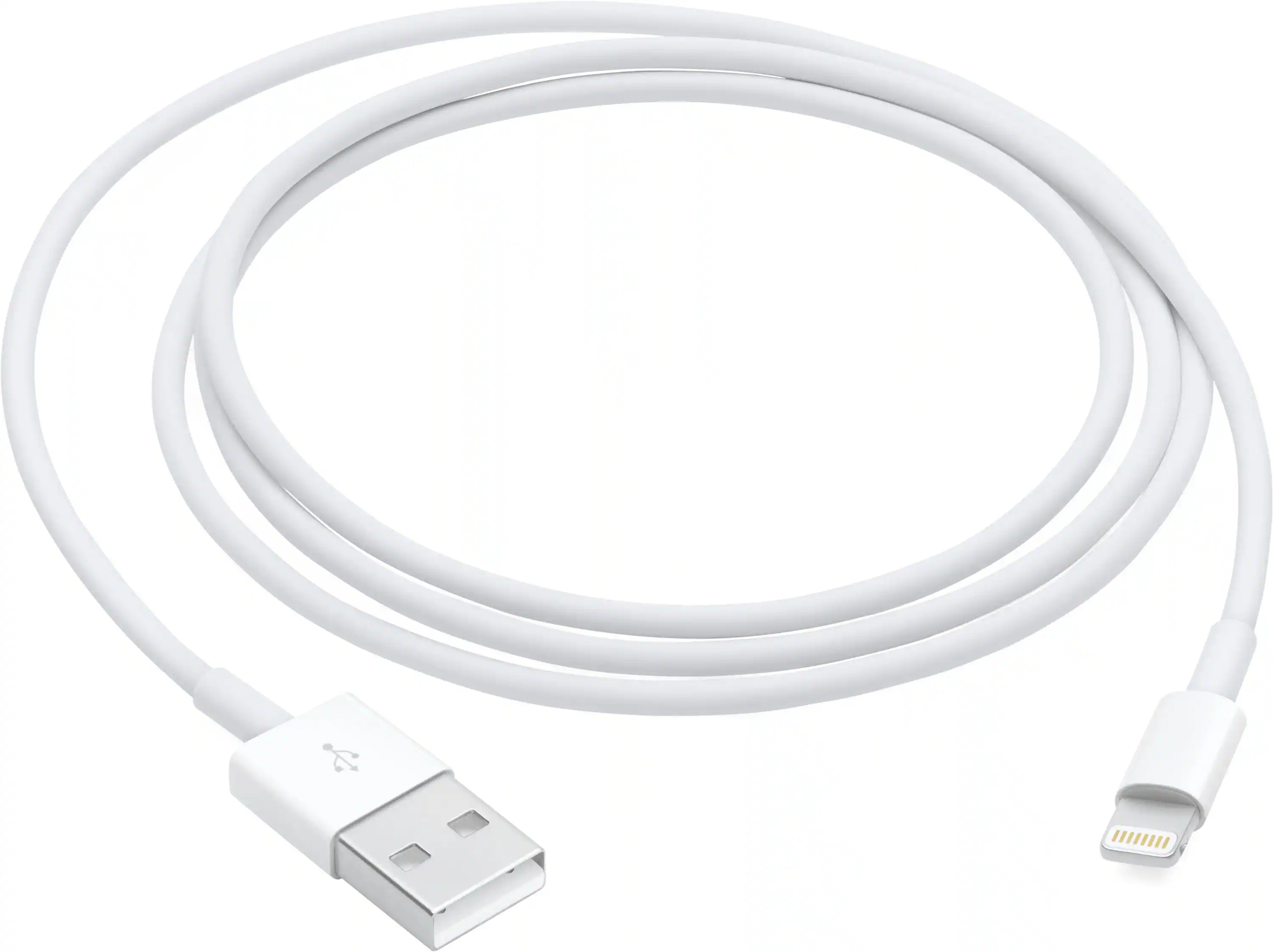 Front. Apple - 3.3 Foot Lightning to USB Cable - White.