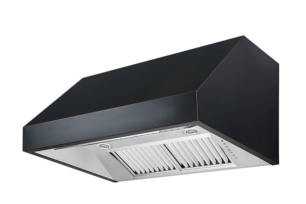 Left View: ZLINE - 48" Externally Vented Range Hood - Black/Oil-Rubbed Bronze With Copper Accents