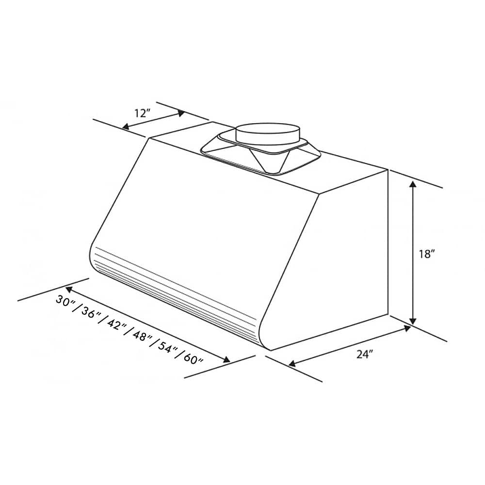 ZLINE 48" Convertible Vent Under Range Hood in Stainless Steel