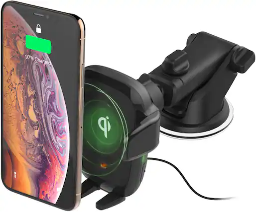 Front. iOttie - AutoSense Wireless Charging Universal Dash/Windshield Mount for Mobile Phones - Black.