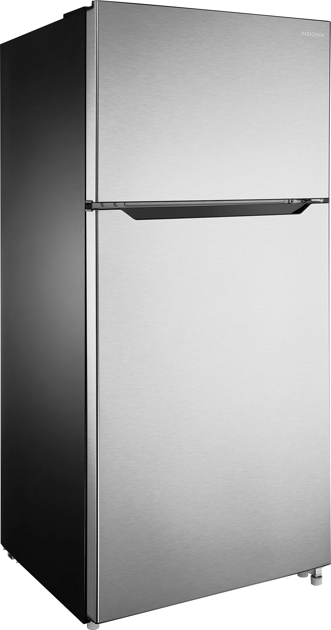 Angle View: Insignia™ - 18 Cu. Ft. Top-Freezer Refrigerator - Stainless steel