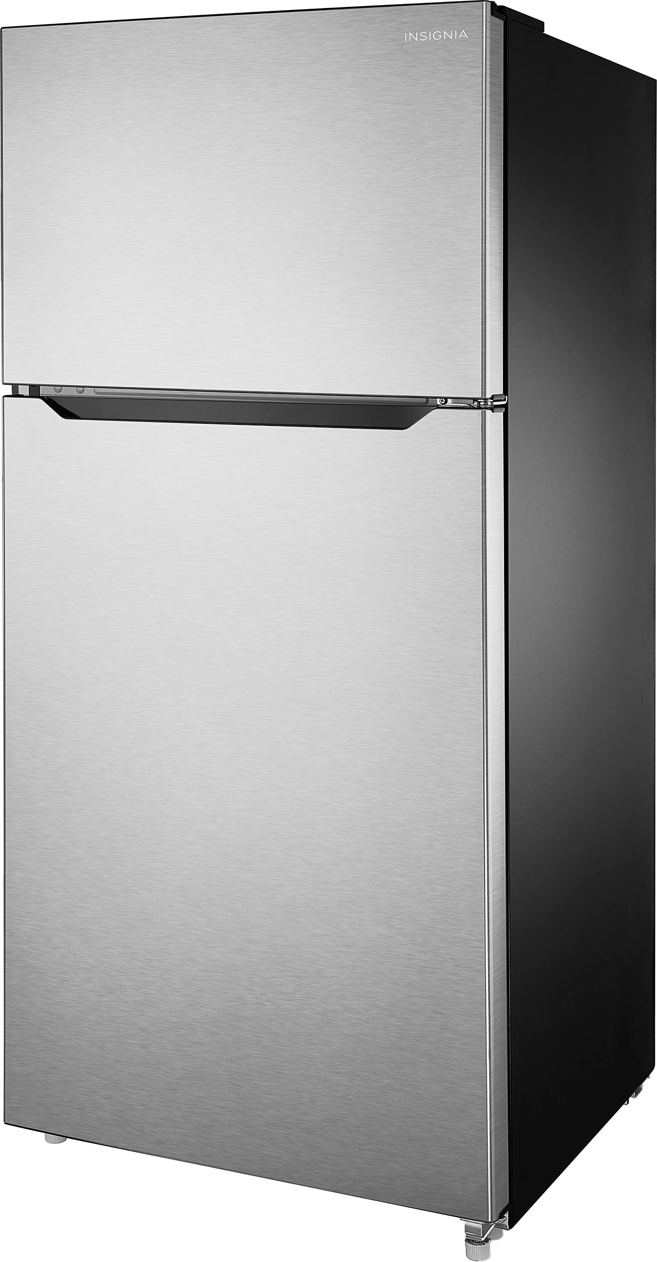 Left View: Insignia™ - 18 Cu. Ft. Top-Freezer Refrigerator - Stainless steel