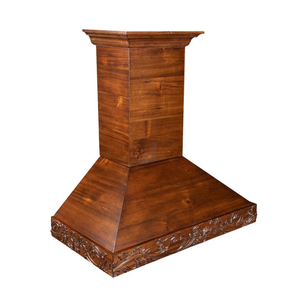 Left View: ZLINE - Designer Wood 36" Externally Vented Range Hood - Walnut