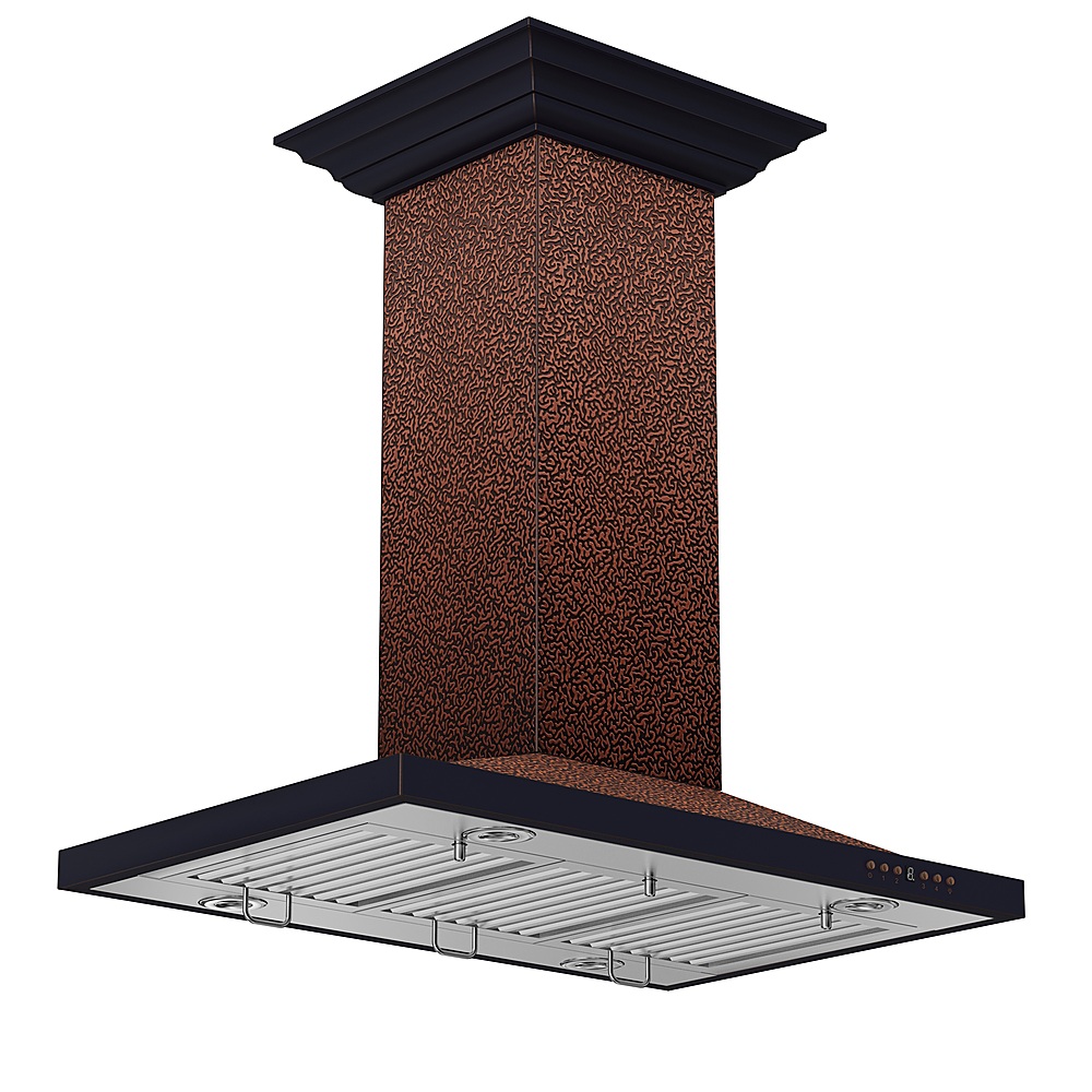 Left View: ZLINE - Designer Copper 30" Externally Vented Range Hood - Embossed Copper