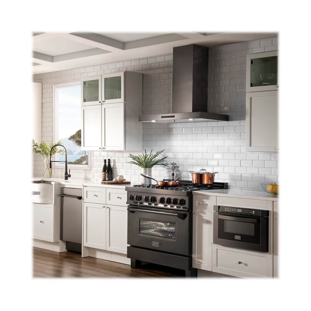 Alt View 12. ZLINE - 36" Externally Vented Range Hood - Black stainless steel.