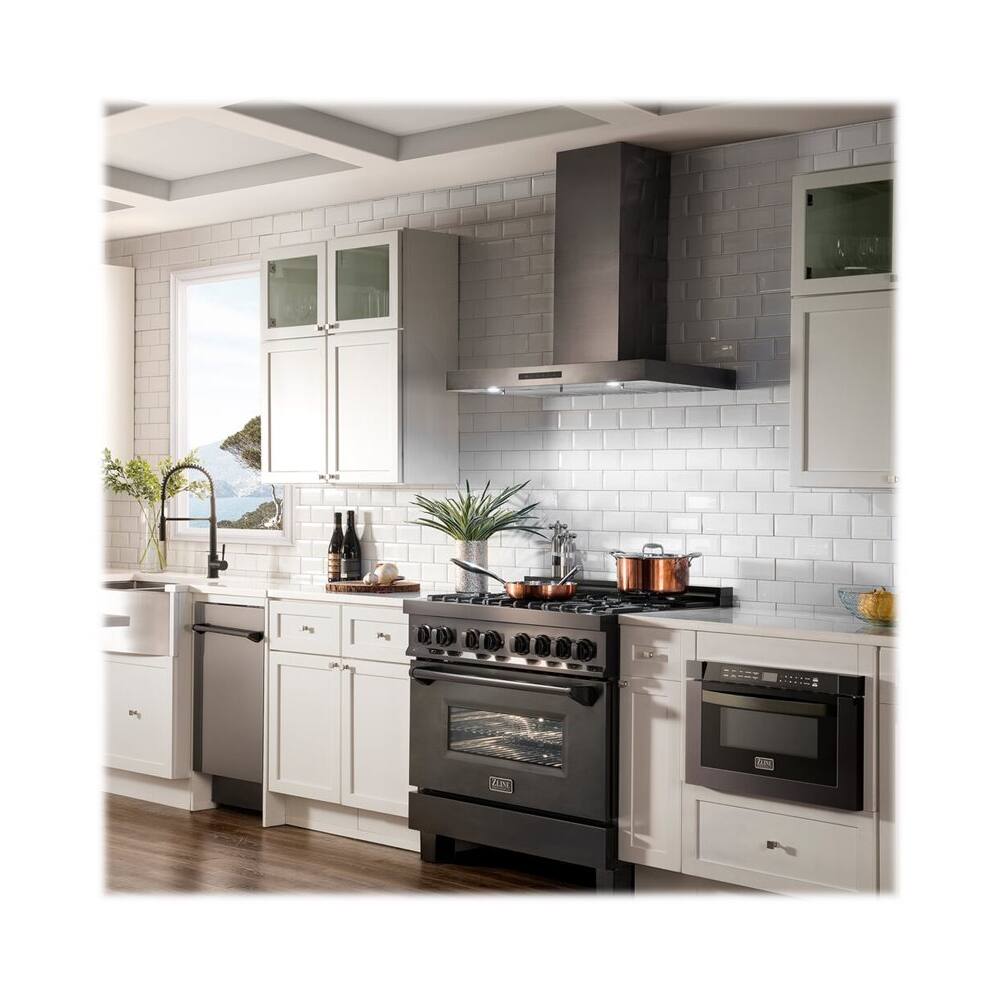 Alt View 12. ZLINE - 36" Externally Vented Range Hood - Black stainless steel.