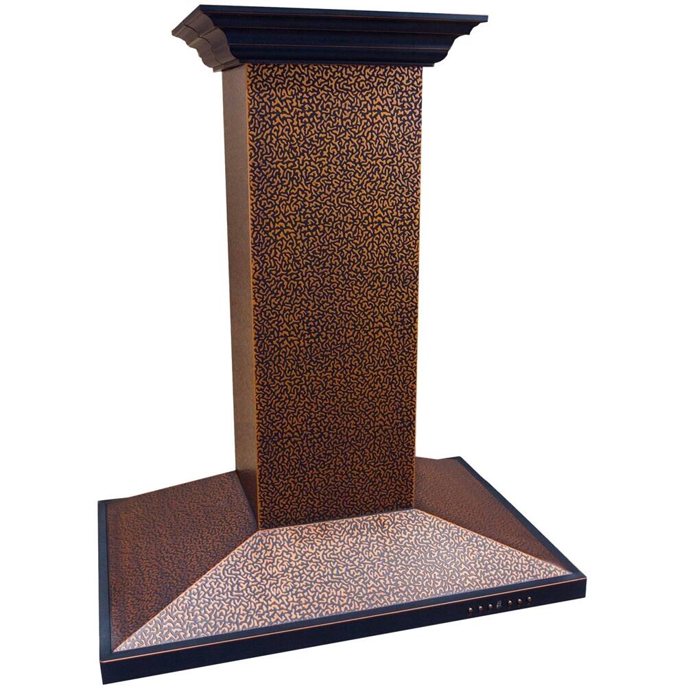 Left View: ZLINE - Designer Copper 36" Externally Vented Range Hood - Embossed Copper