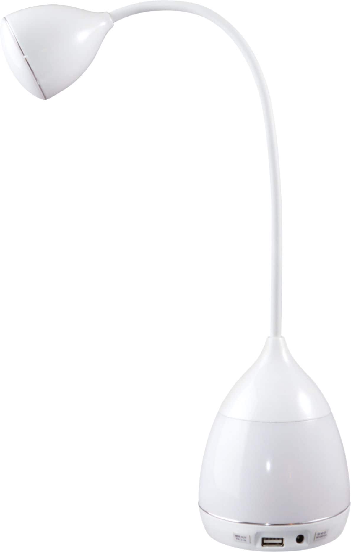 Angle. OttLite - Mood LED Color Changing Base Desk Lamp with Three Brightness Settings, USB Charging Port and Clear Sun Technology - White.