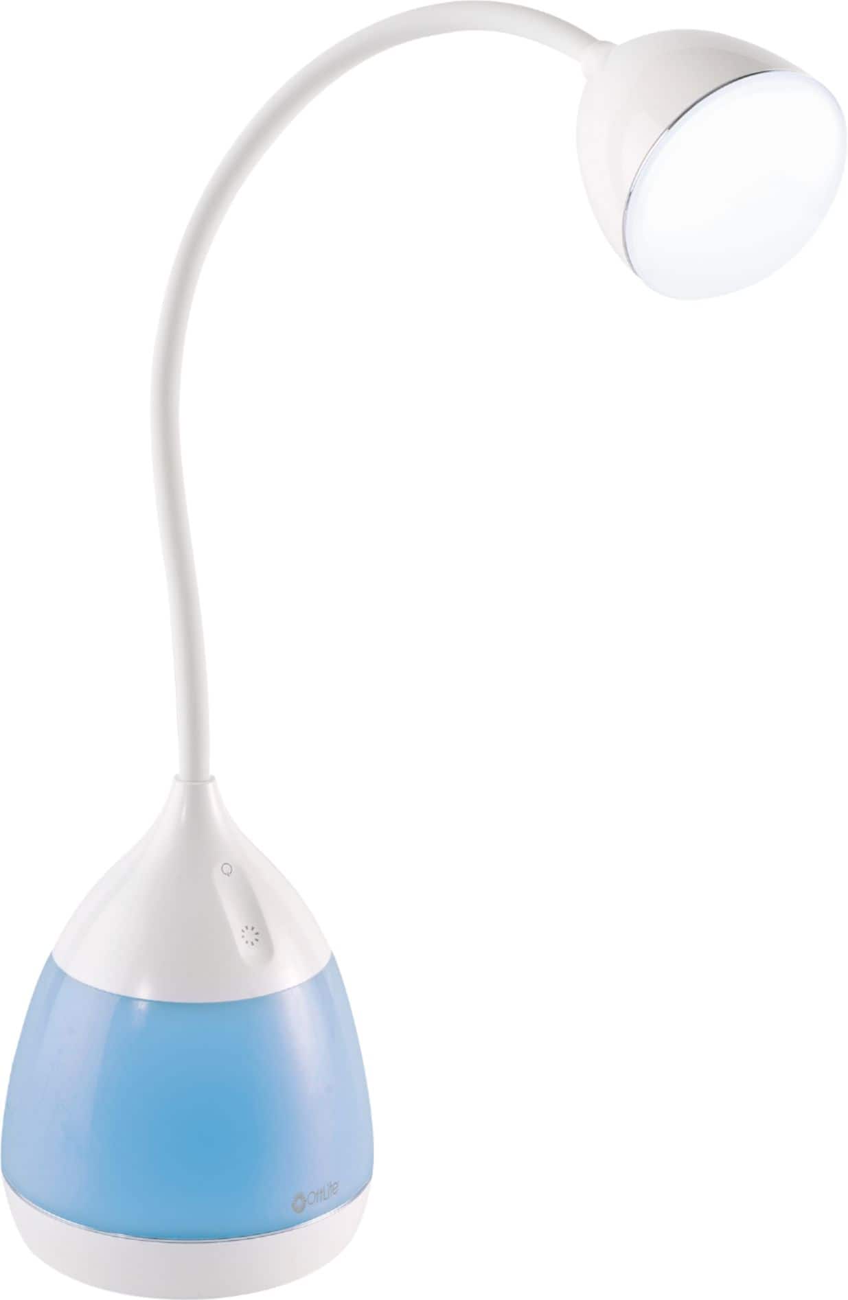OttLite - Mood LED Color Changing Base Desk Lamp with Three Brightness Settings, USB Charging Port and Clear Sun Technology - White - Front_Zoom