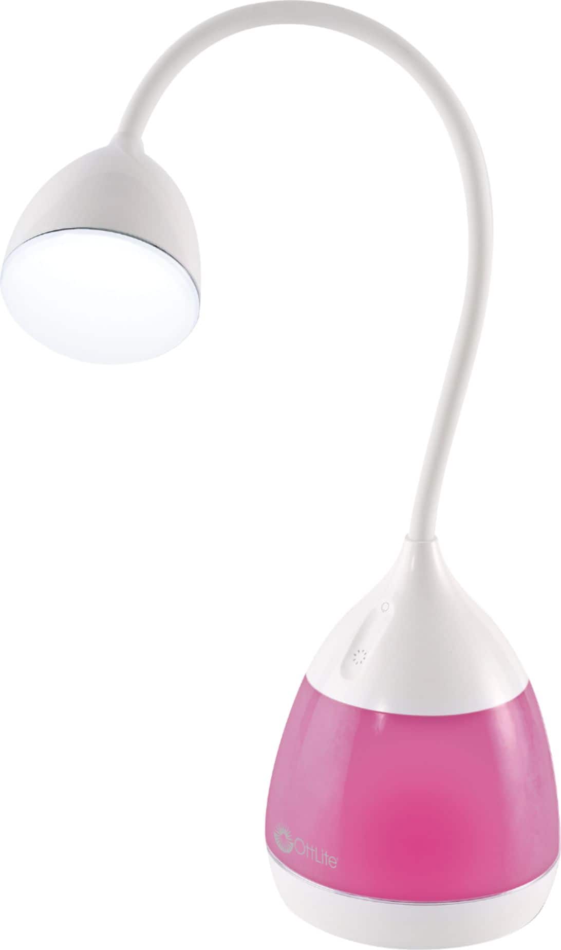 Left. OttLite - Mood LED Color Changing Base Desk Lamp with Three Brightness Settings, USB Charging Port and Clear Sun Technology - White.