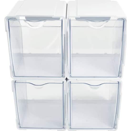 Deflecto Interlocking Storage Organizer 4 Pack White 421103CR